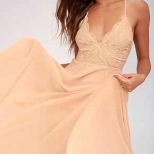 Madalyn blush lace maxi dress